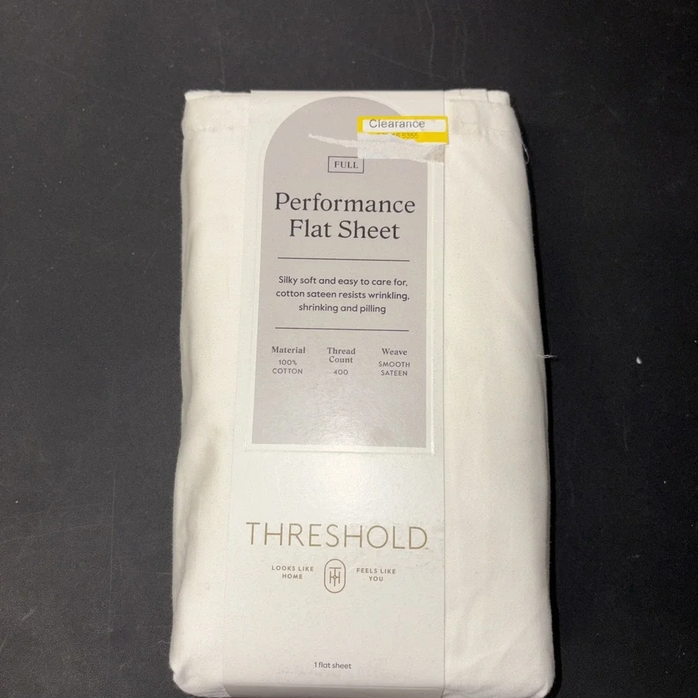 Threshold FULL Performance Flat Sheet Silky Soft Sateen SOUR CREAM 400 TC 20474